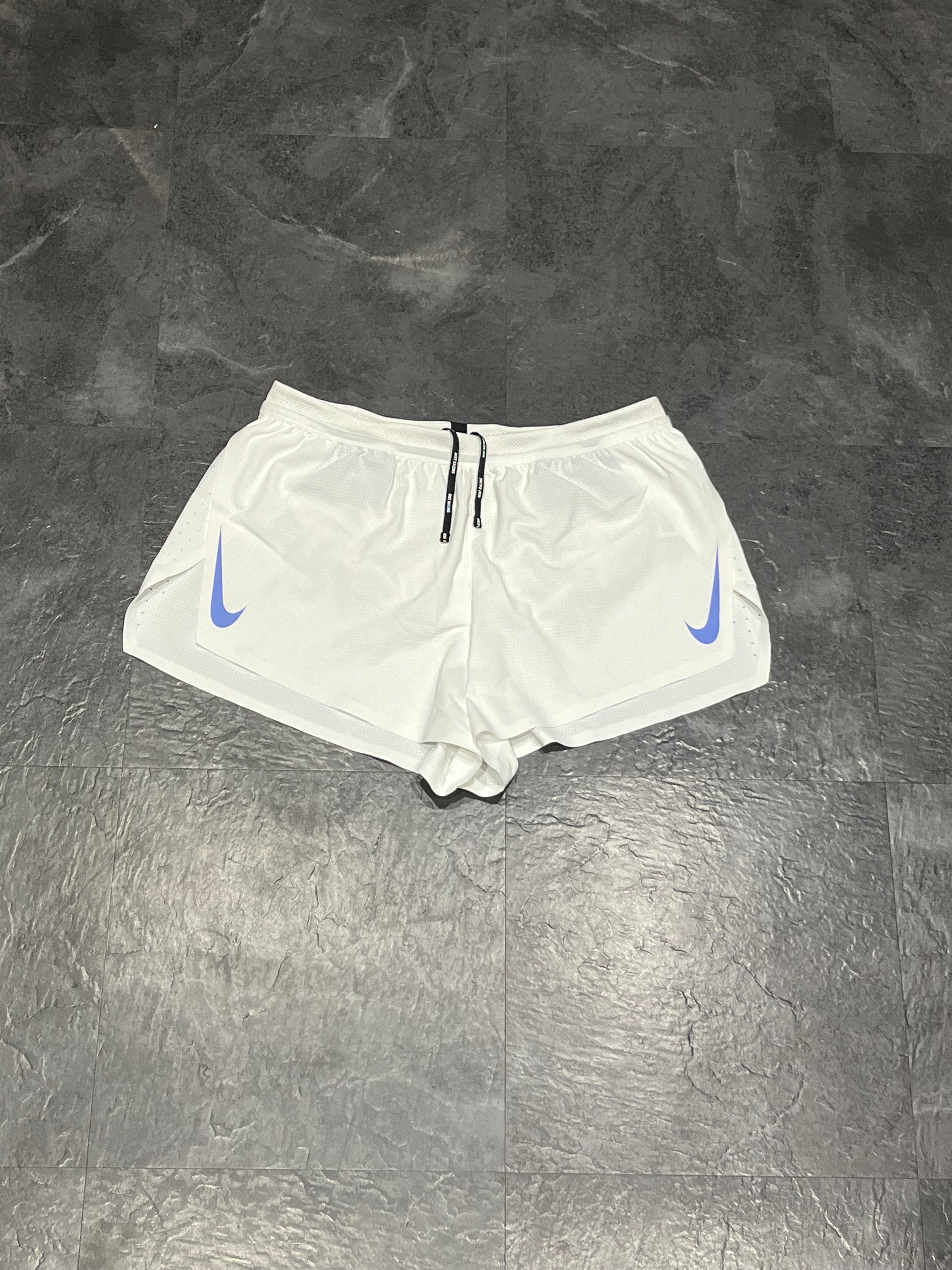 White & Blue Nike Men’s Dri Fit ADV 2” Racing Split Shorts
