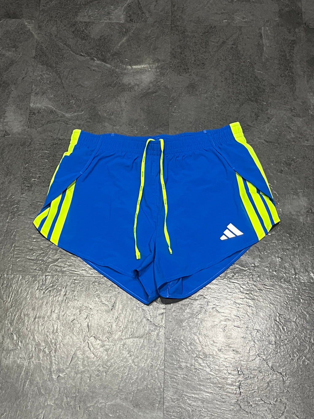Blue & Lime Adidas Adizero Men’s 3” Brief Lined Racing Split Shorts