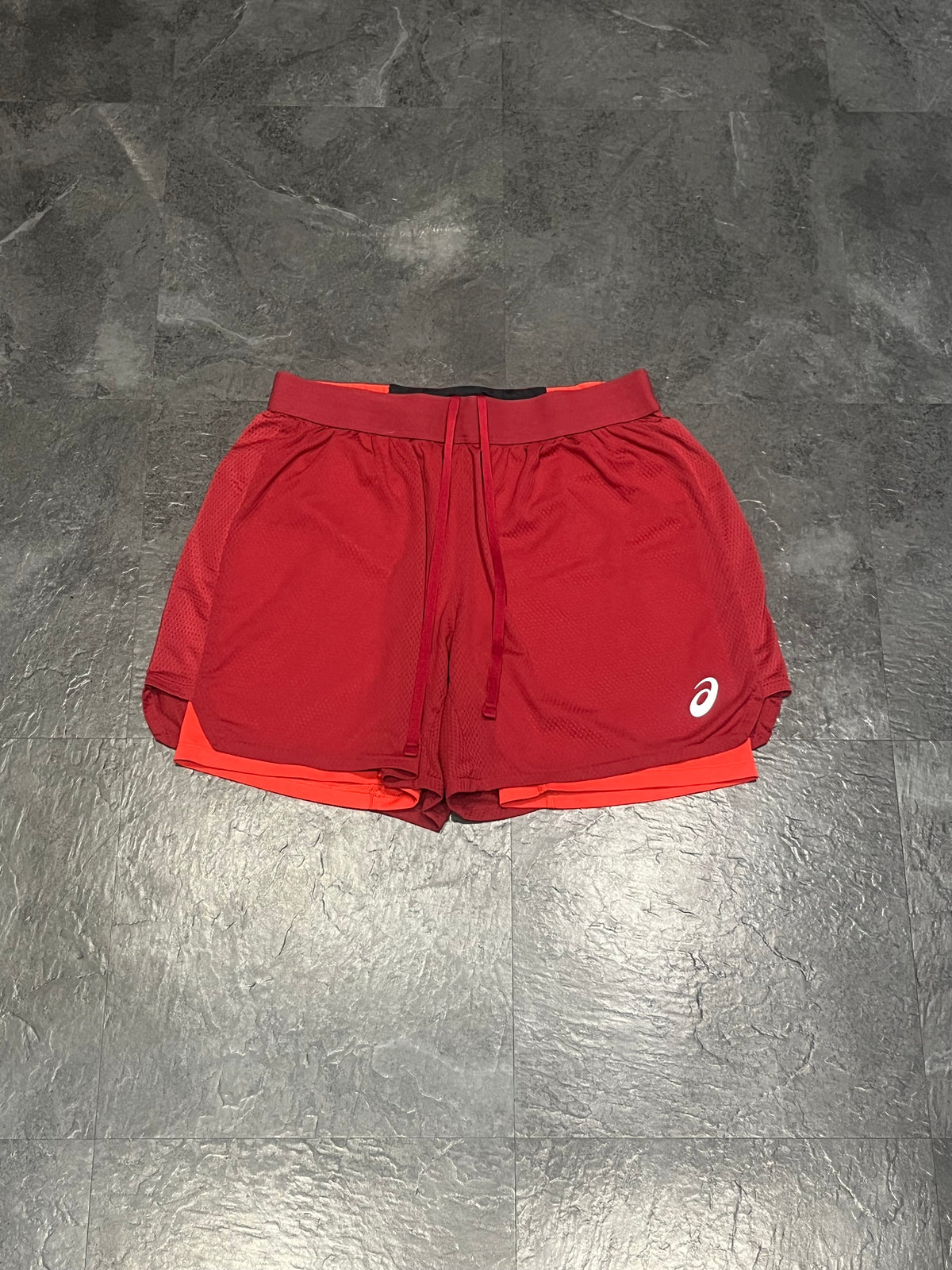 Red Asics Men’s 2IN1 Ventilate Performance Running Shorts