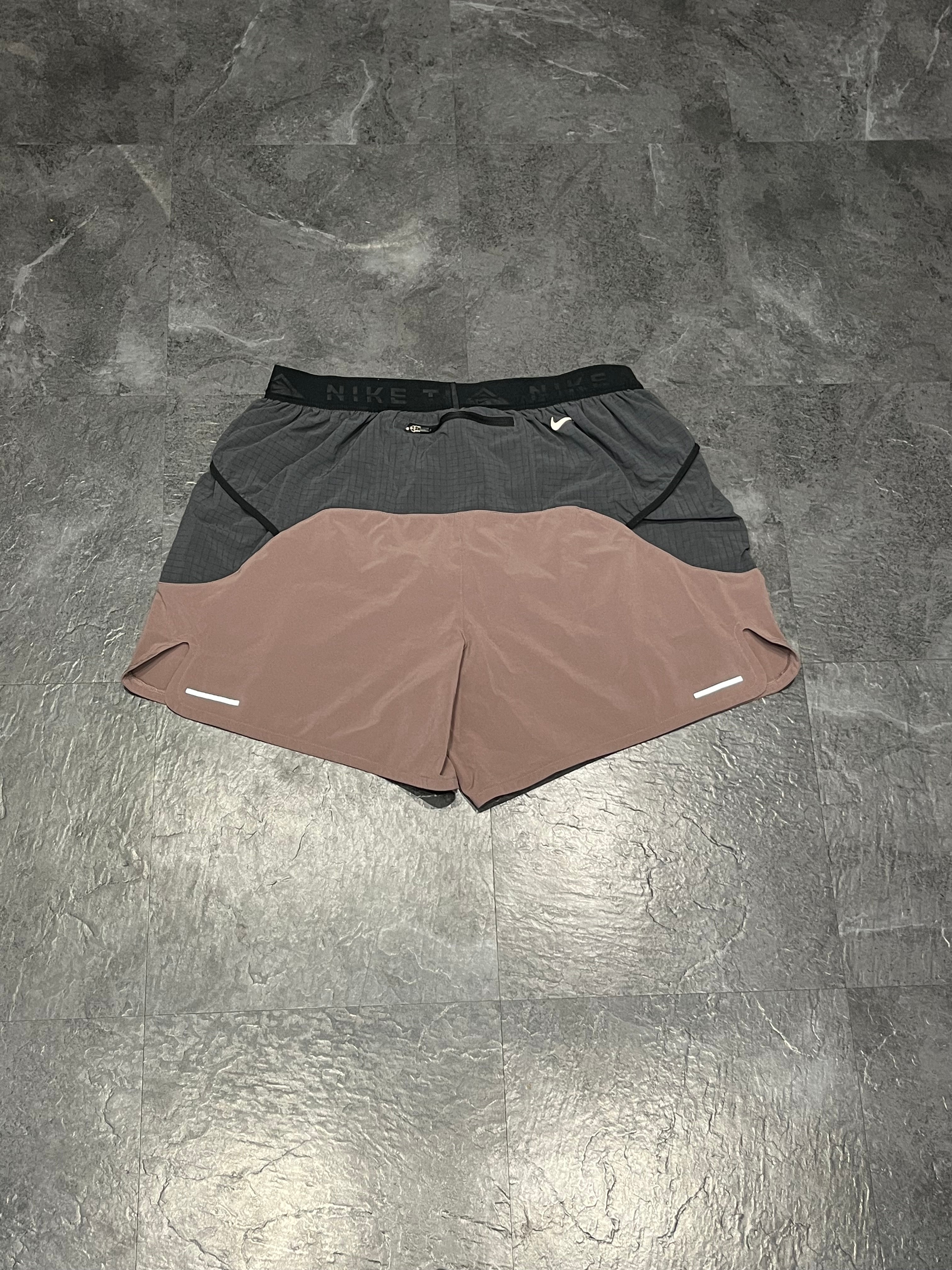 Taupe & Smoke Grey Nike Men’s Dri Fit Trail 5” Brief Lined Shorts