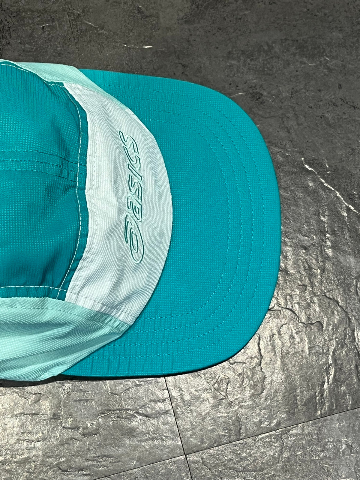 Energy Aqua & White Asics 5 Panel Running Cap - Unisex