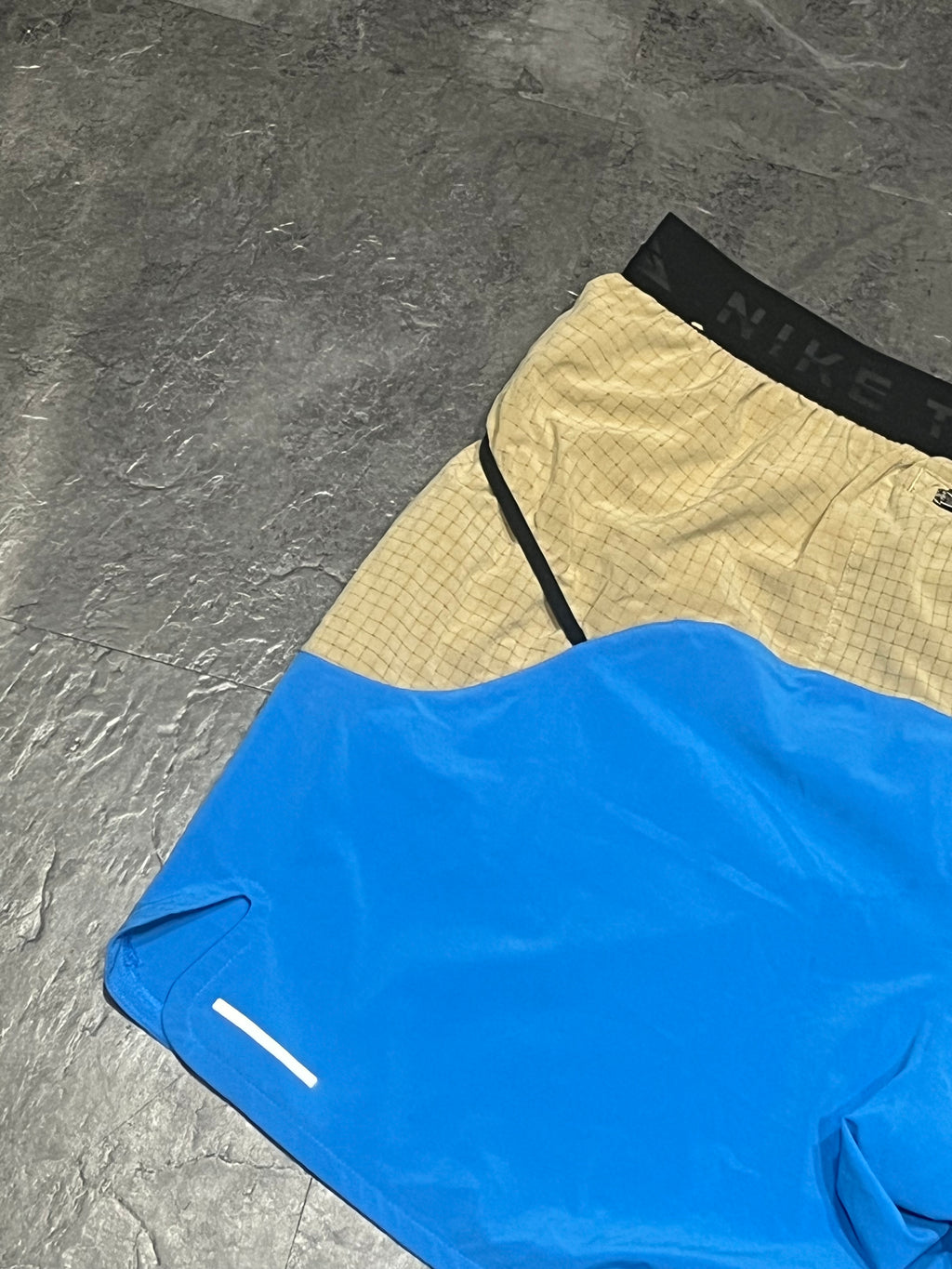 Blue & Beige Nike Men’s Dri Fit Trail “Second Sunrise” 7” Brief Lined Running Shorts