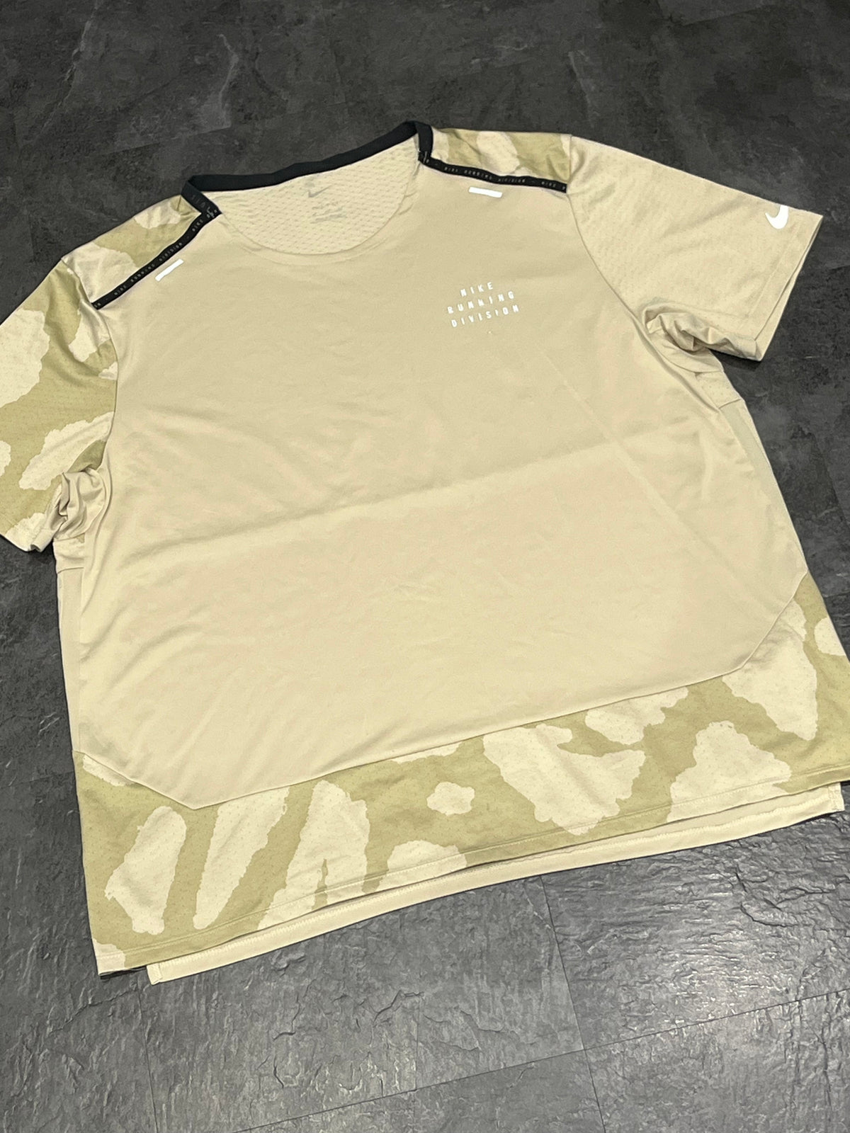 Beige Nike Men’s Dri Fit Rise 365 Running Division T Shirt