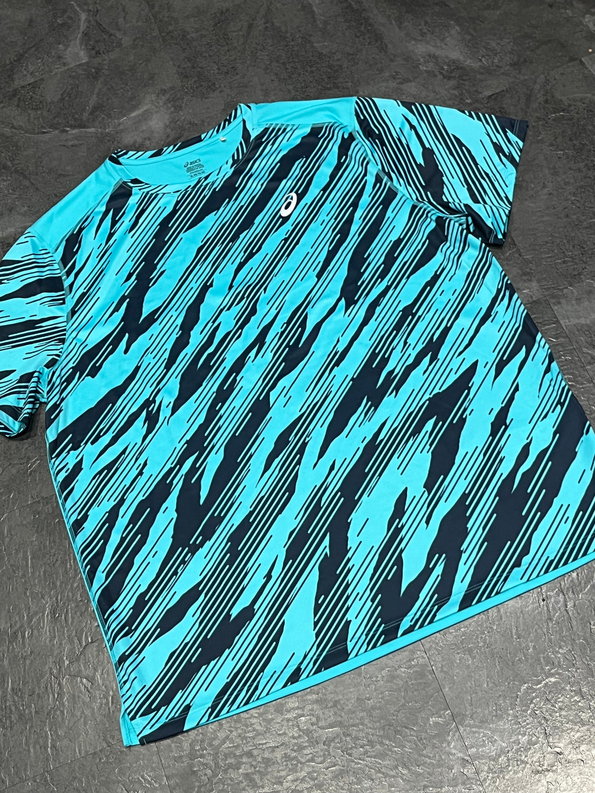 Aqua & Black Camo Asics Men’s Core Running T Shirt