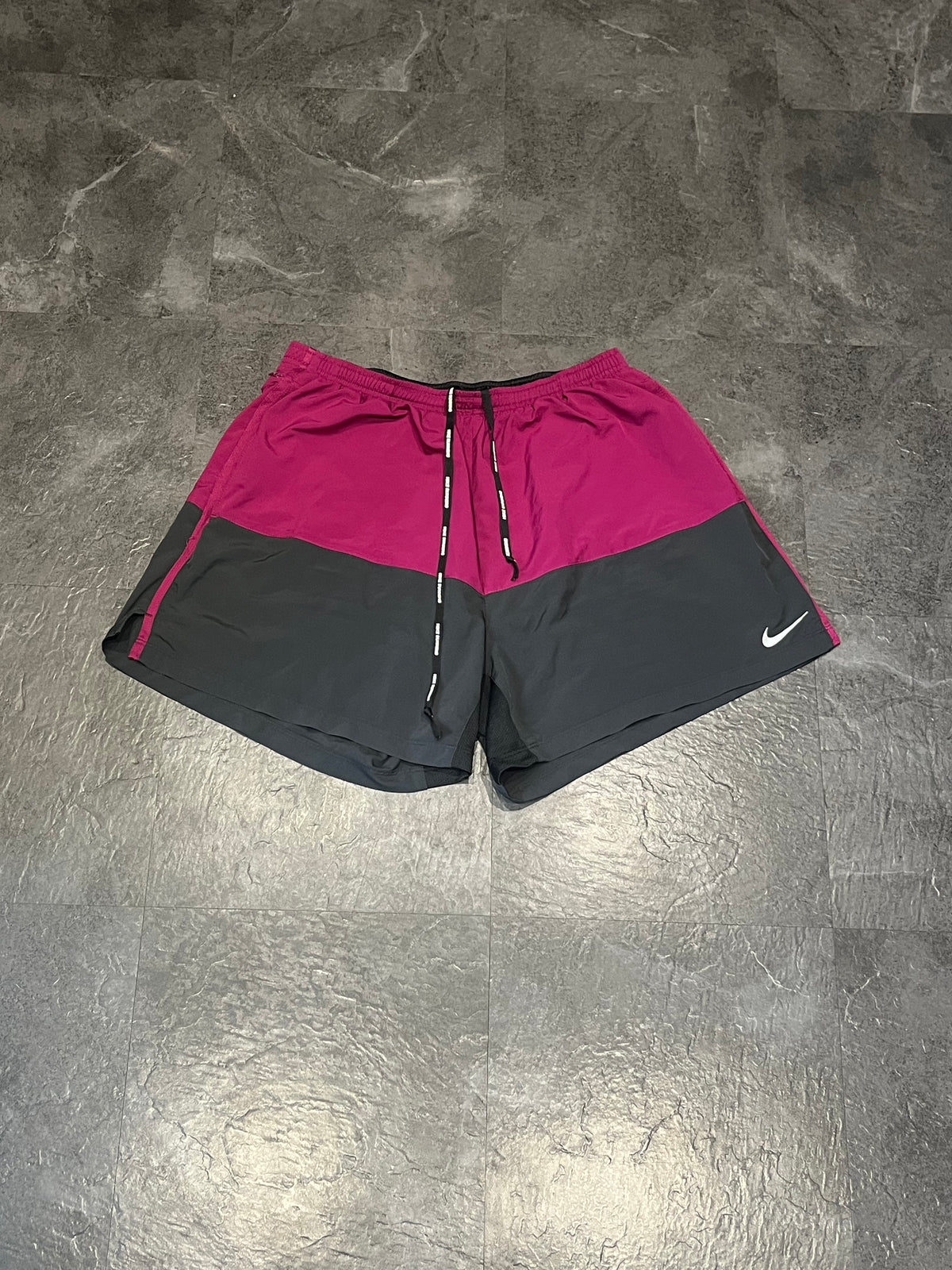 Magenta & Dark Grey Nike Men’s Dri Fit Brief Lined Running Shorts