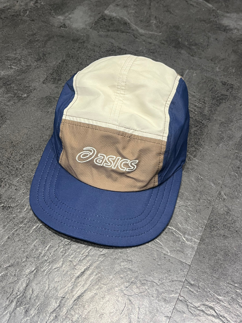 Blue/Brown/White Asics 5 Panel Running Cap - Unisex