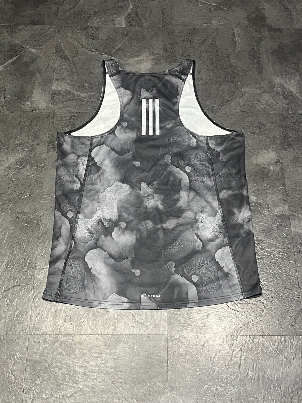 Black/Grey Patterned Adidas Men’s Aeroready Parley Racing Singlet
