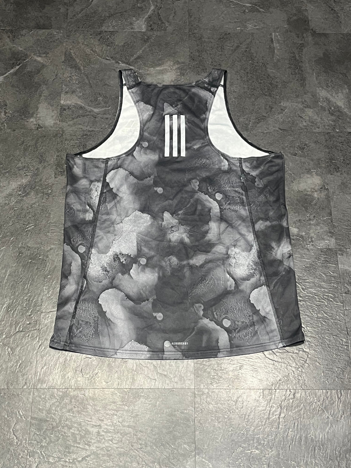 Black/Grey Patterned Adidas Men’s Aeroready Parley Racing Singlet
