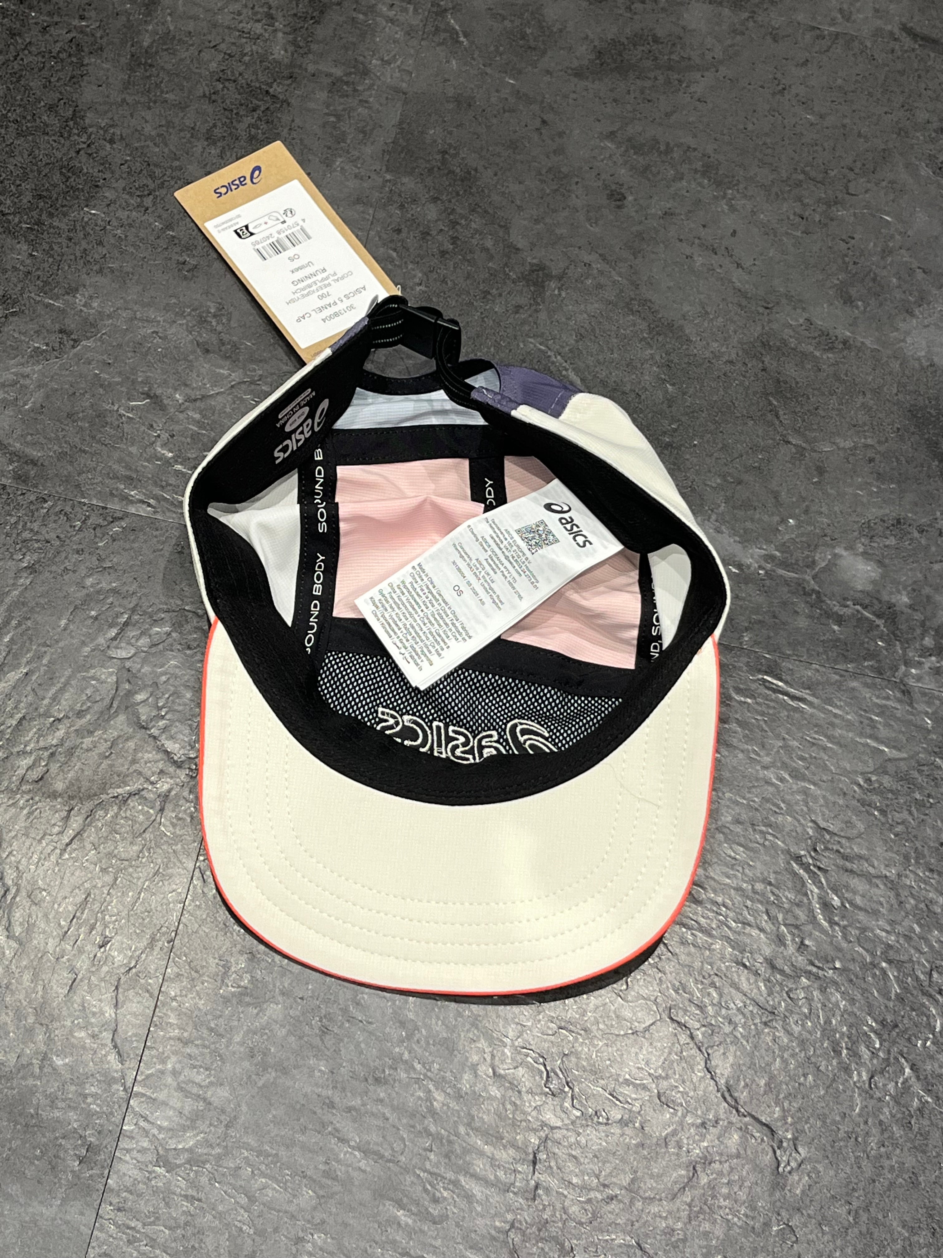 Coral Reef/Purple/Birch Asics 5 Panel Running Cap