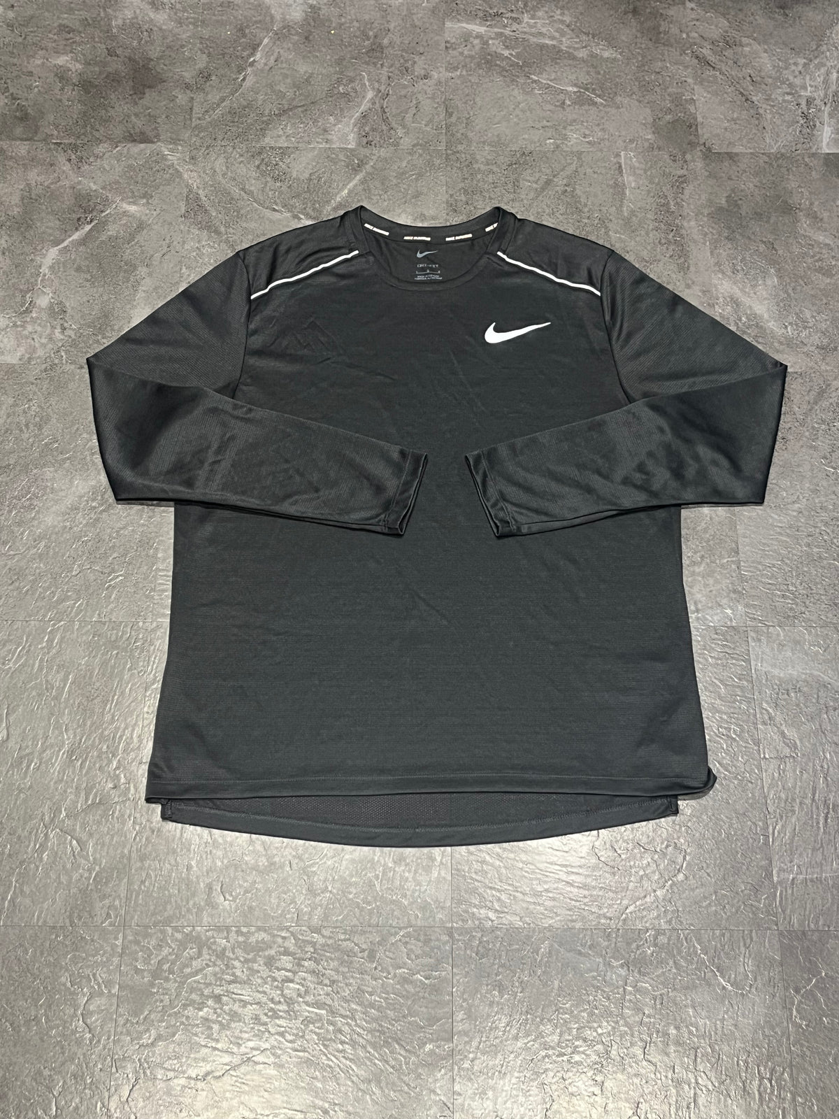 Black Nike Men’s Dri Fit Miler Long Sleeve Running Top
