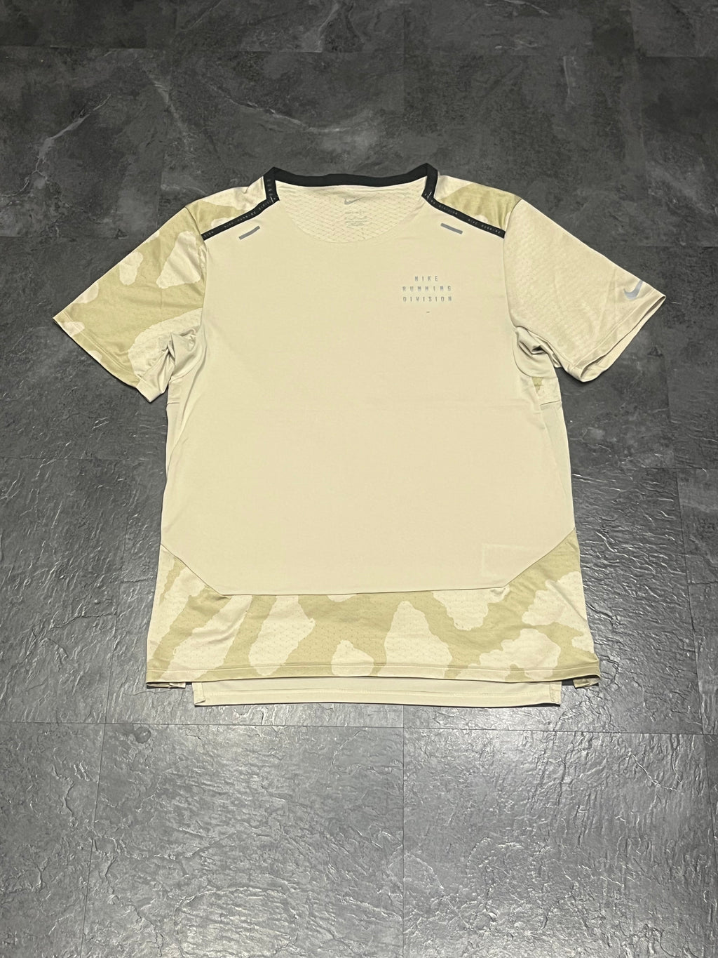 Beige Nike Men’s Dri Fit Rise 365 Running Division T Shirt