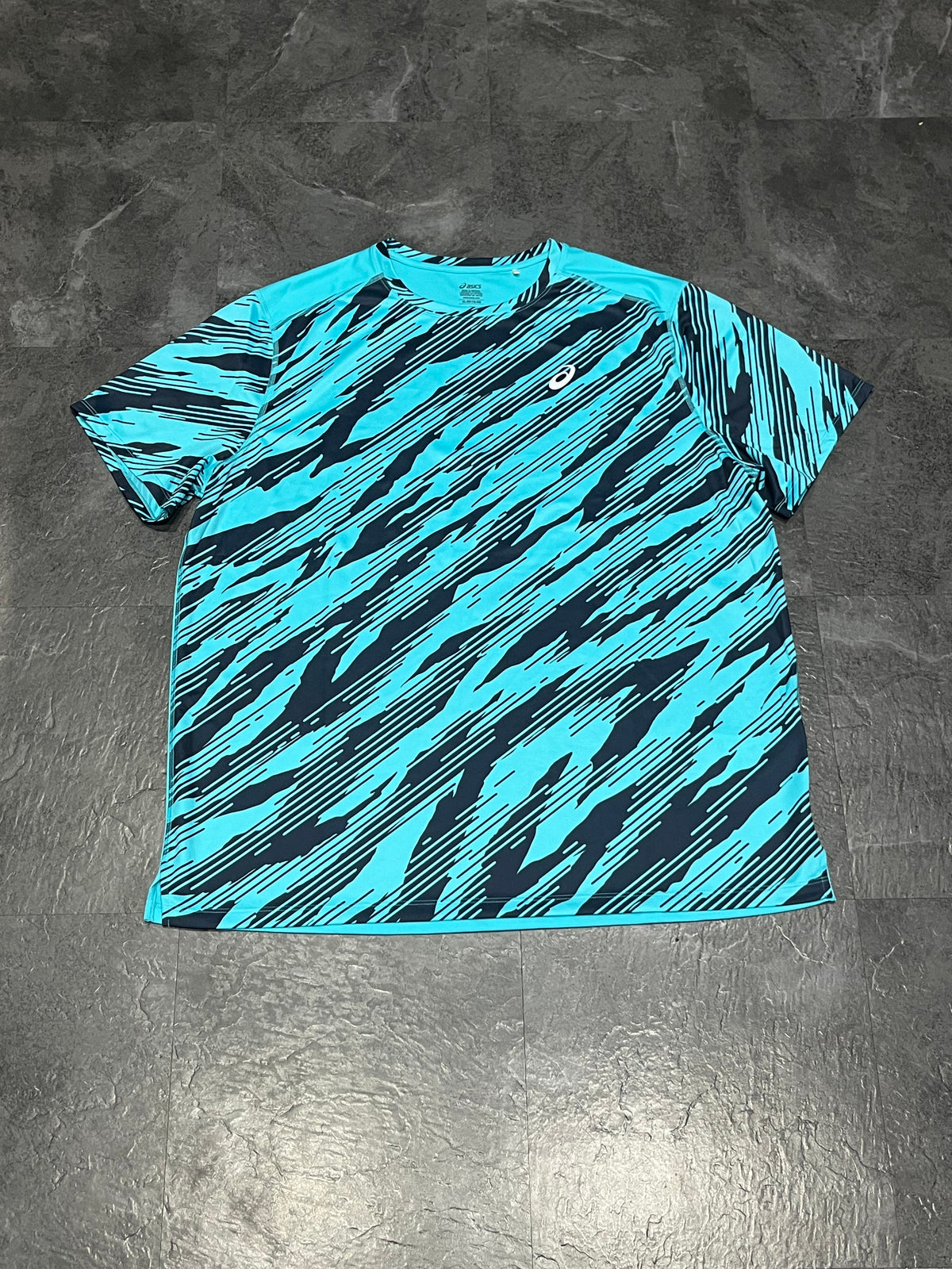 Aqua & Black Camo Asics Men’s Core Running T Shirt