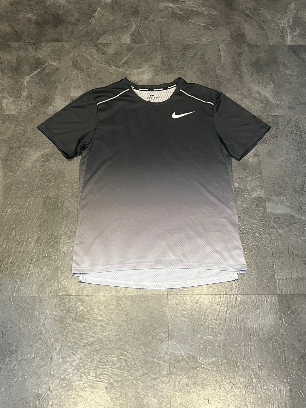 Black & Grey Gradient Nike Mens Dri Fit Miler SS Running T Shirt