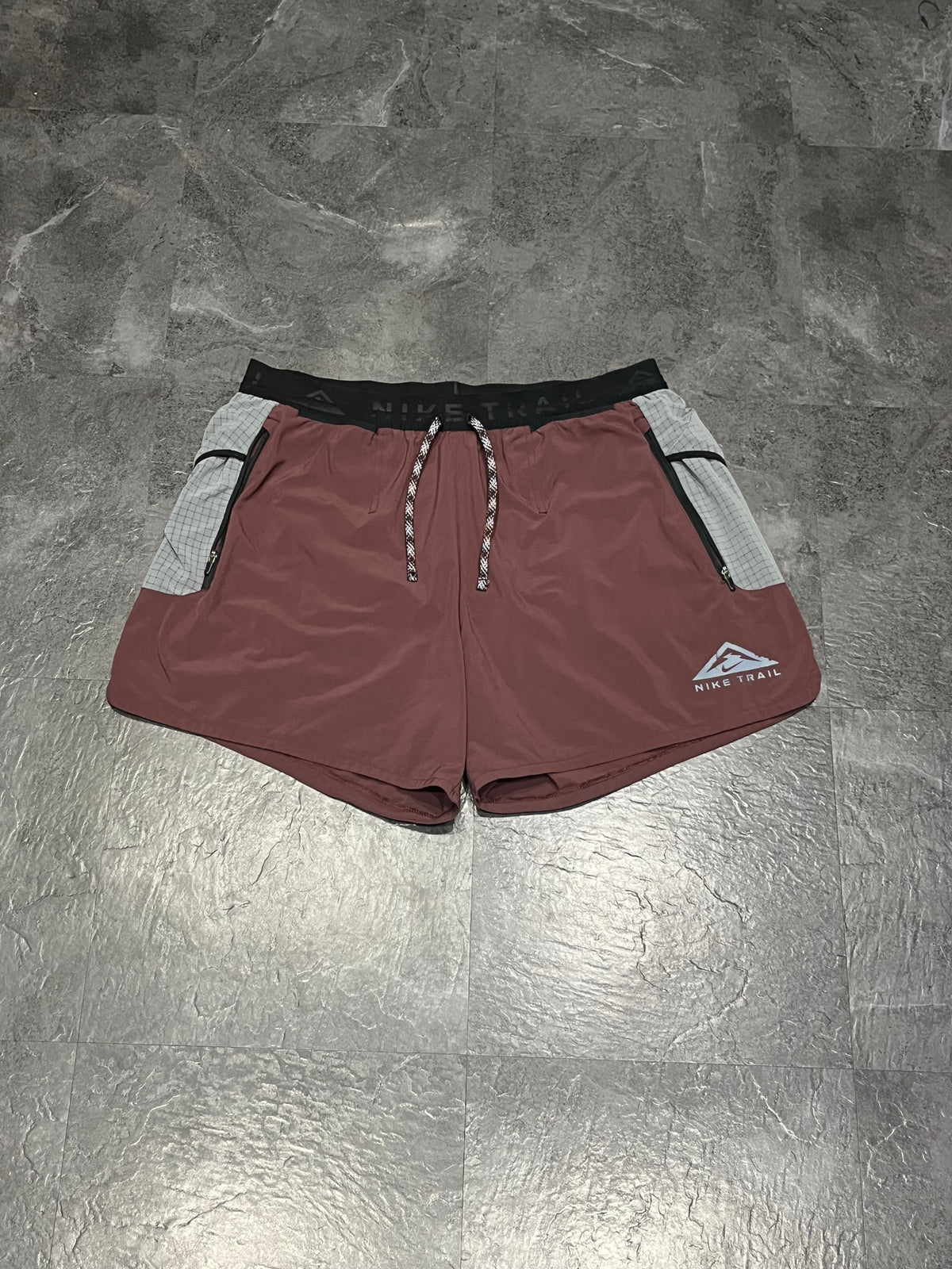 Taupe & Grey Nike Men’s Dri Fit Trail “ Second Sunrise” 5” Brief Lined Running Shorts