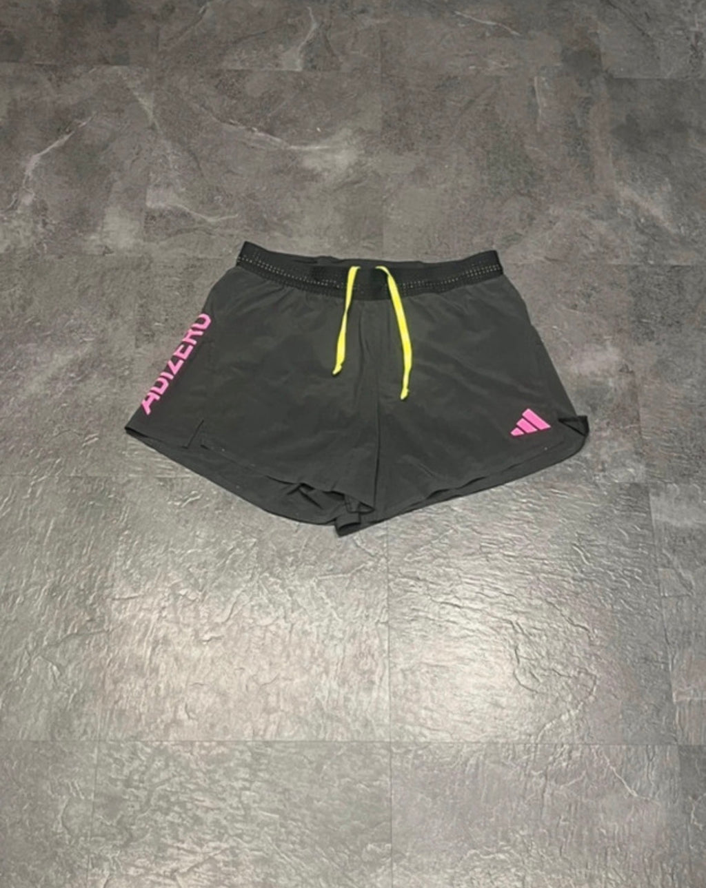 Black & Pink Adidas Adizero Mens 3” Racing Split Shorts