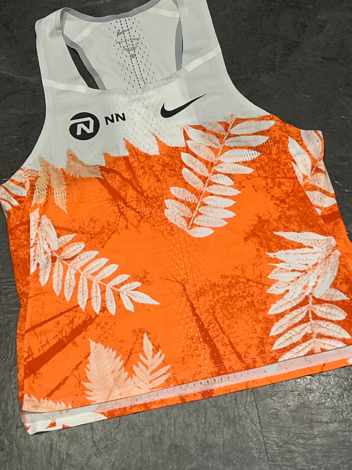 Orange & White Nike Men’s Dri Fit ADV Aeroswift Team NN Singlet