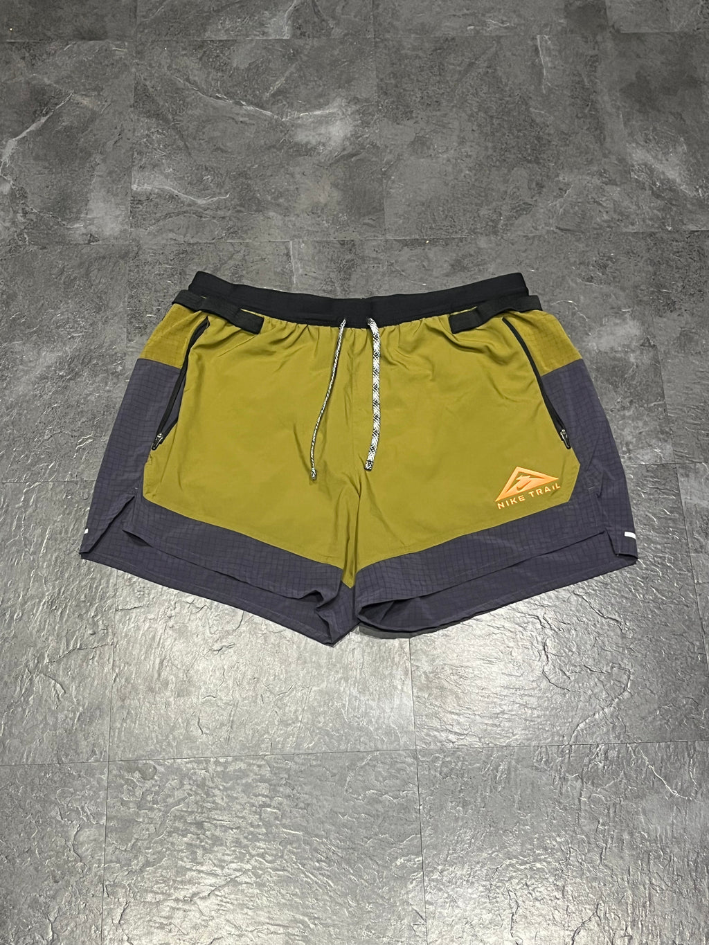 Olive & Dark Purple Nike Men’s Dri Fit Trail 5” Brief Lined Running Shorts