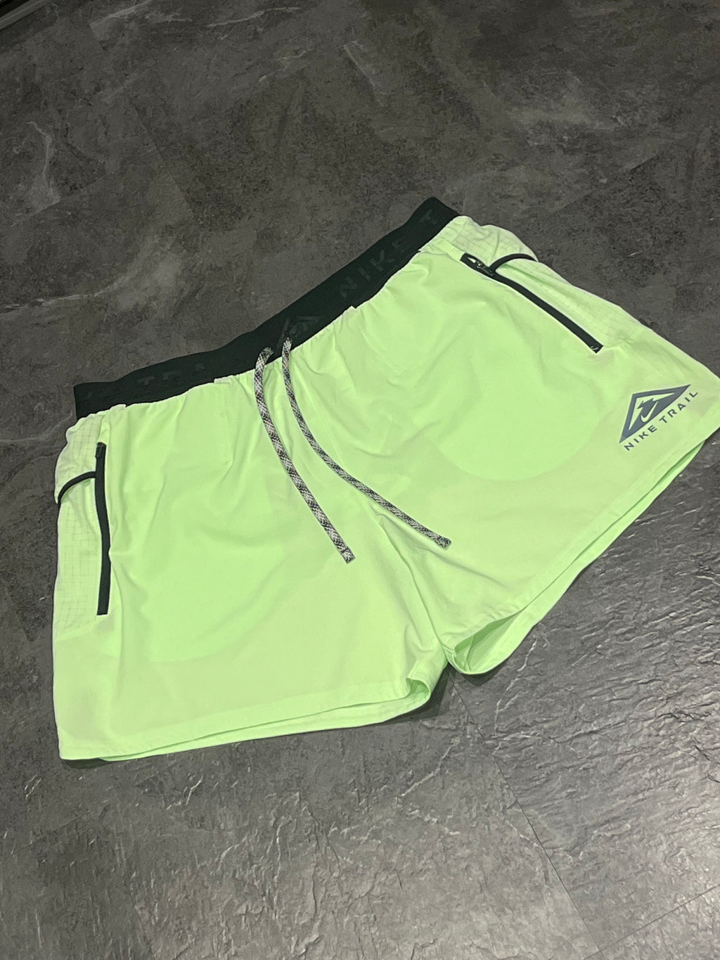 Neon Green Nike Men’s “Second Sunrise” Dri Fit Trail 5” Brief Lined Running Shorts