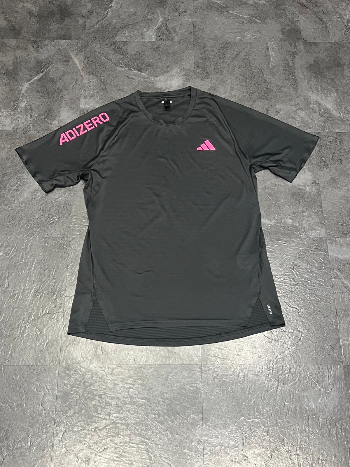Black & Pink Adidas Men’s Adizero Heat.Dry Running T Shirt