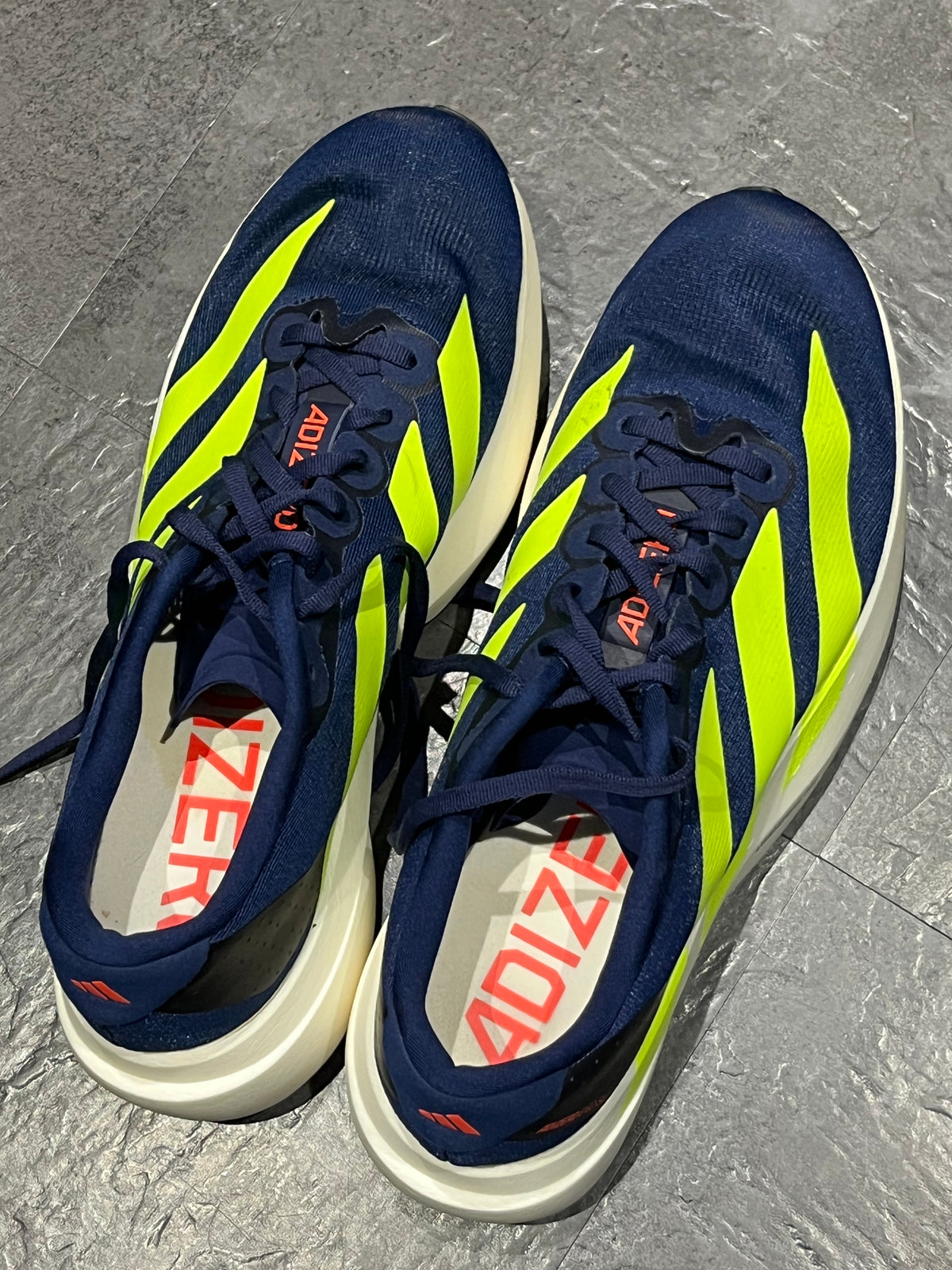 Dark Blue /Solar Lime Adidas Adizero Men’s EVO SL Running Shoes