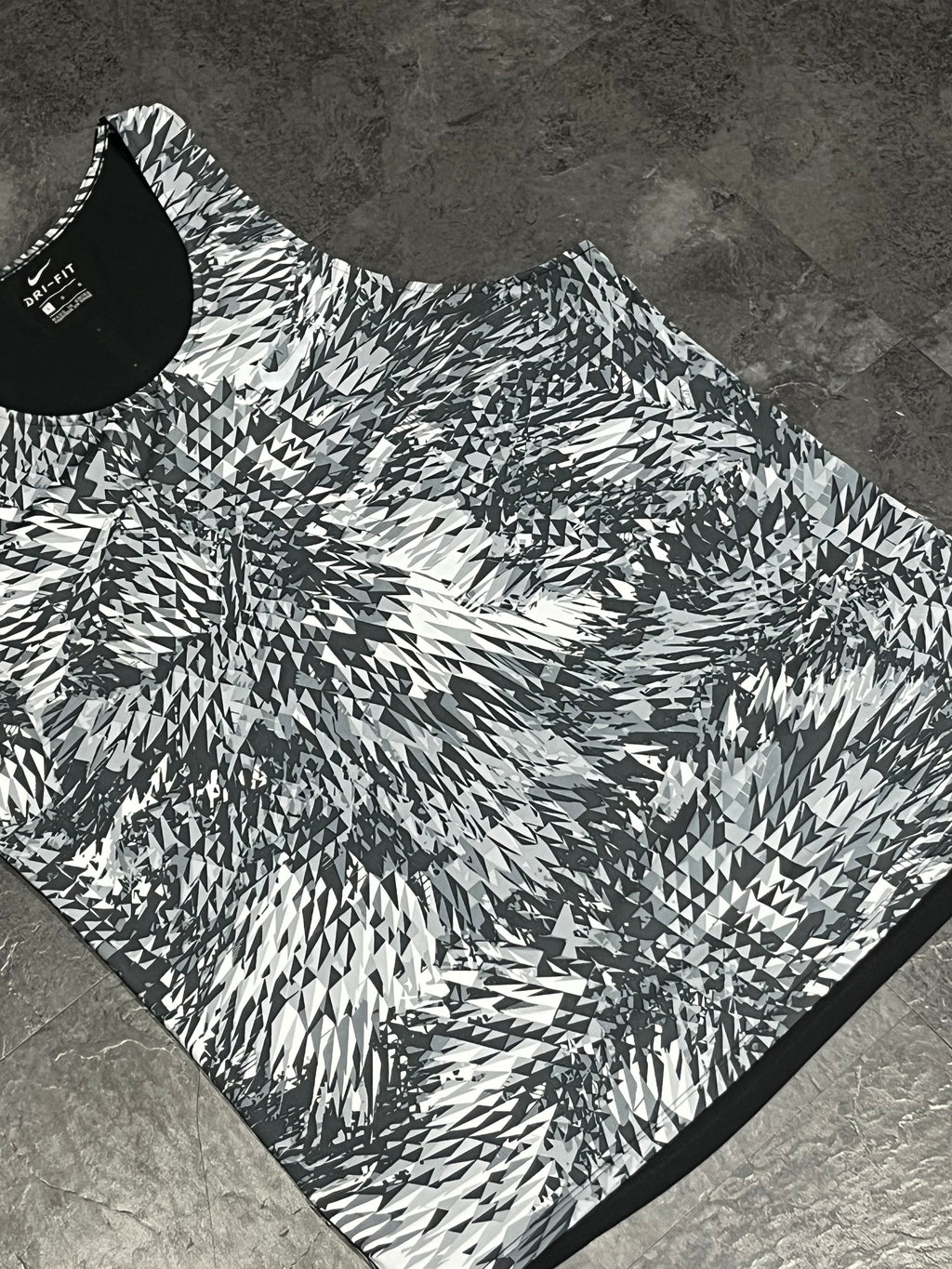 Grey/White Geometric Nike Men’s Dri Fit Racerback Running Singlet