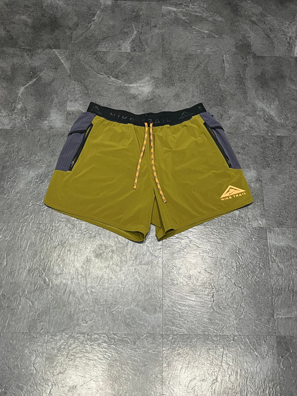Olive Nike Men’s Dri Fit Trail 5” Brief Lined Shorts