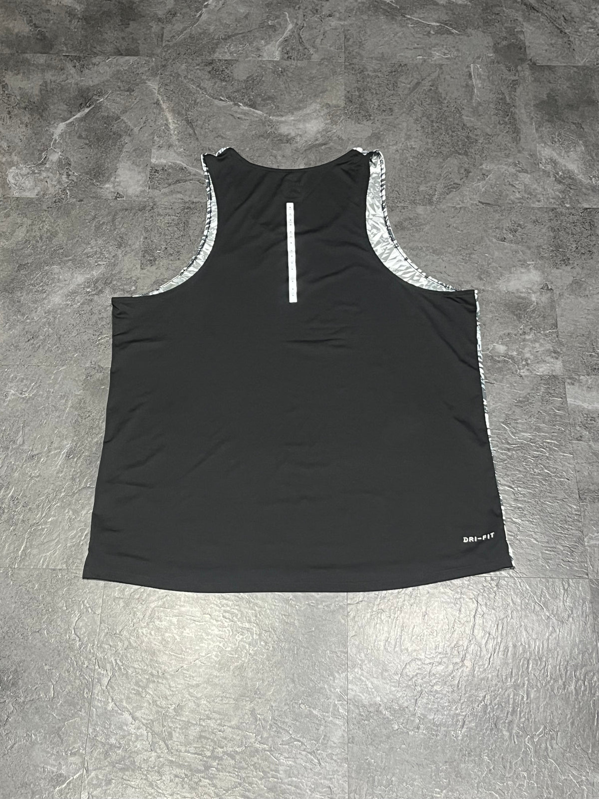 Grey/White Geometric Nike Men’s Dri Fit Racerback Running Singlet