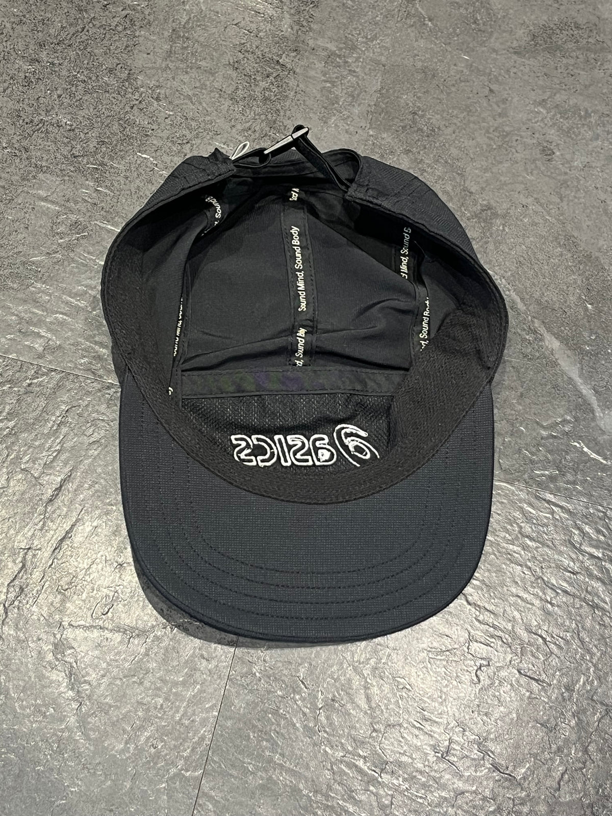 Black/White Asics 5 Panel Running Cap - Unisex
