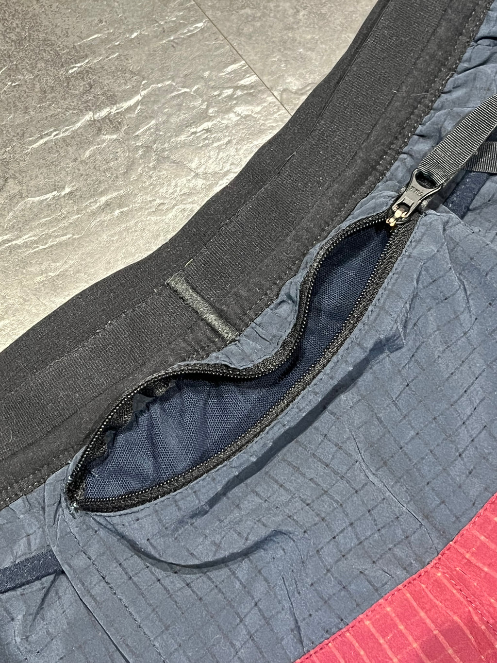 Navy & Burgundy Nike Men’s Dri Fit Trail 5” Brief Lined Running Shorts
