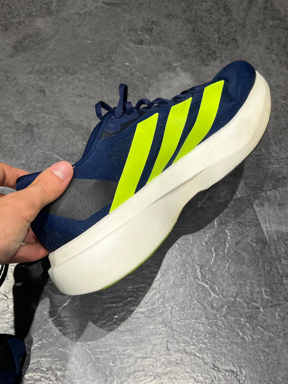 Dark Blue /Solar Lime Adidas Adizero Men’s EVO SL Running Shoes