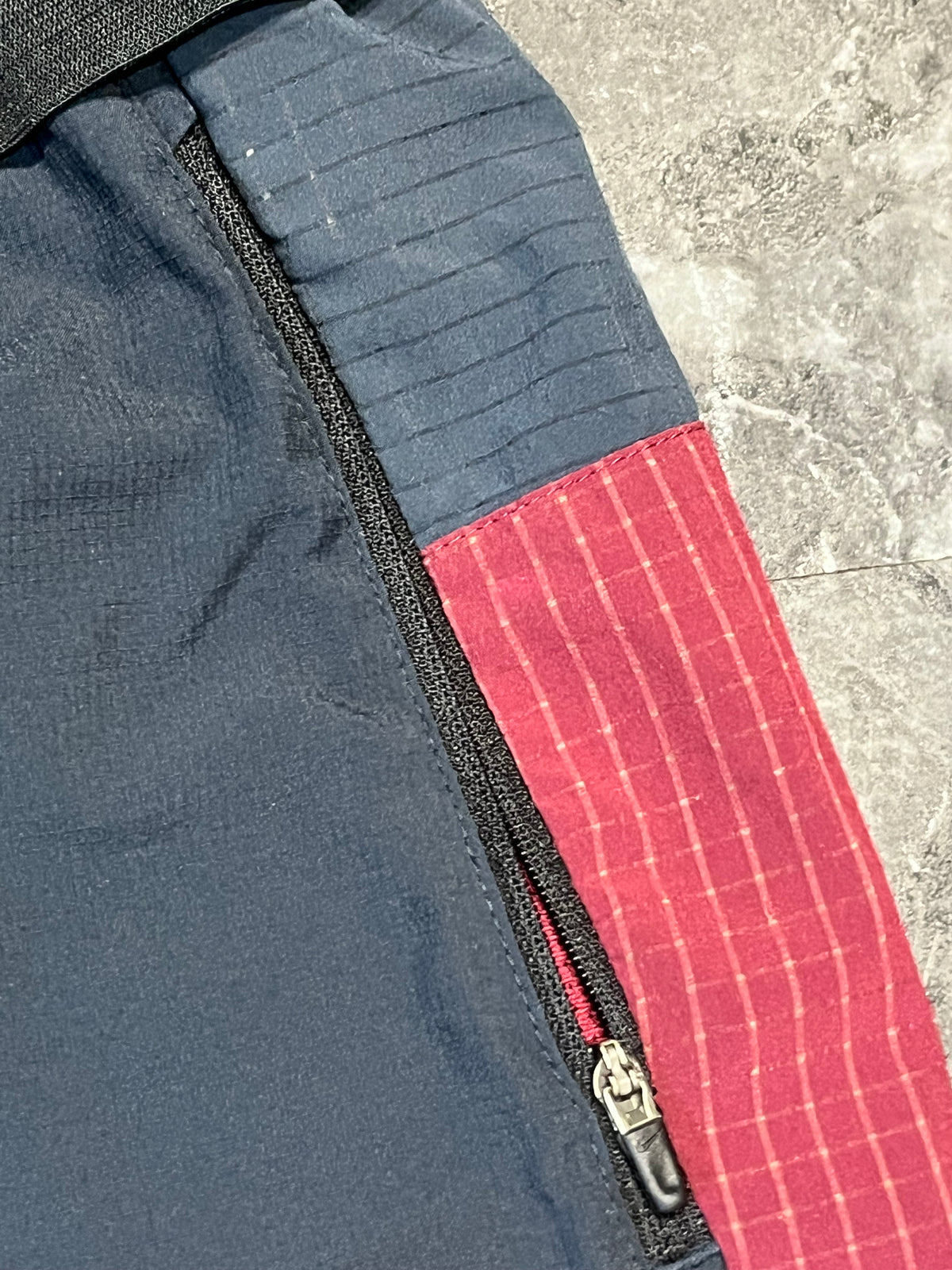 Navy & Burgundy Nike Men’s Dri Fit Trail 5” Brief Lined Running Shorts