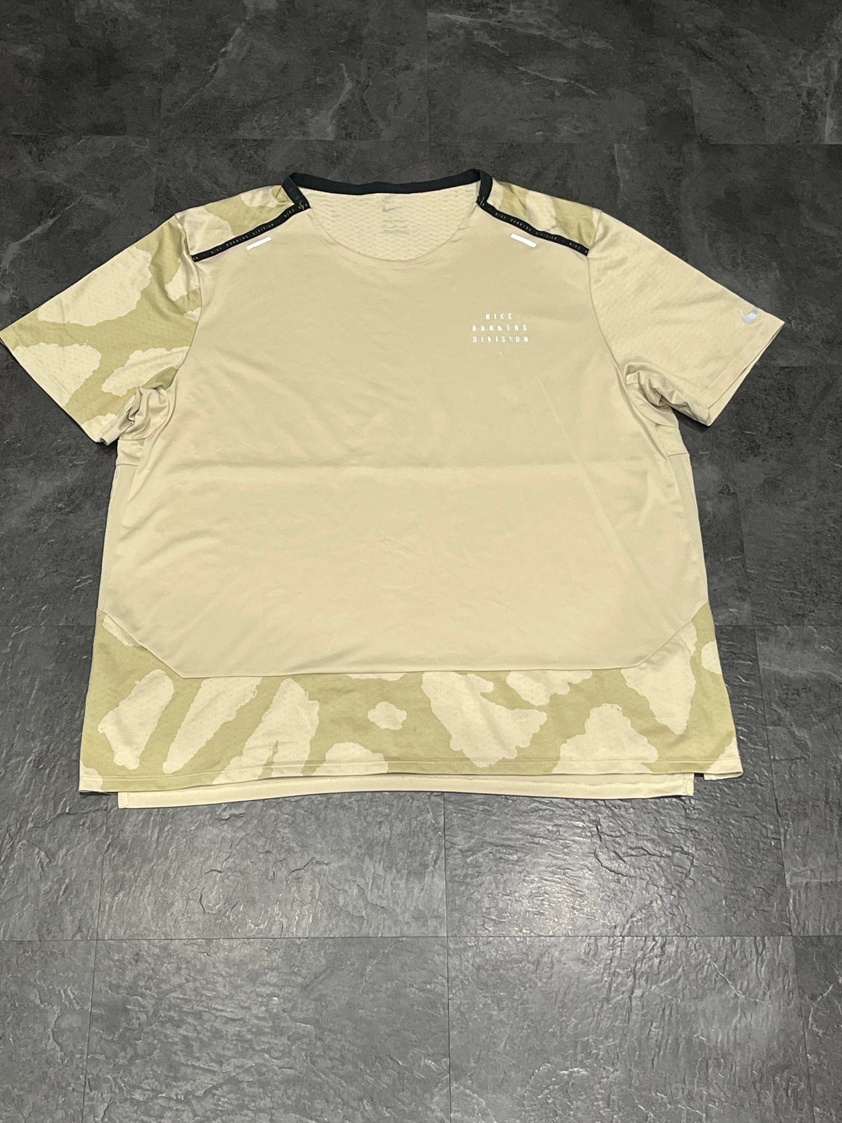 Beige Nike Men’s Dri Fit Rise 365 Running Division T Shirt