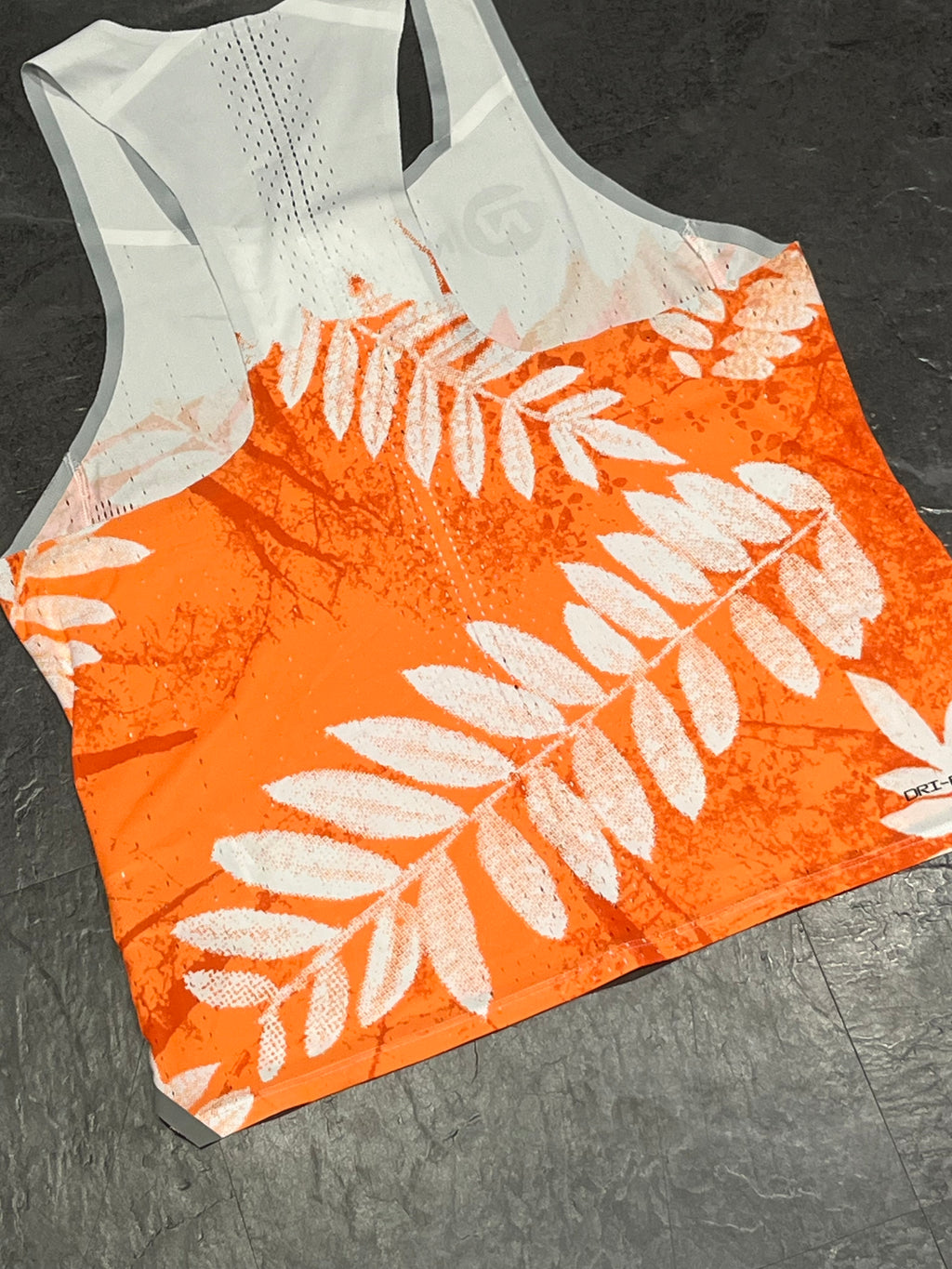 Orange & White Nike Men’s Dri Fit ADV Aeroswift Team NN Singlet
