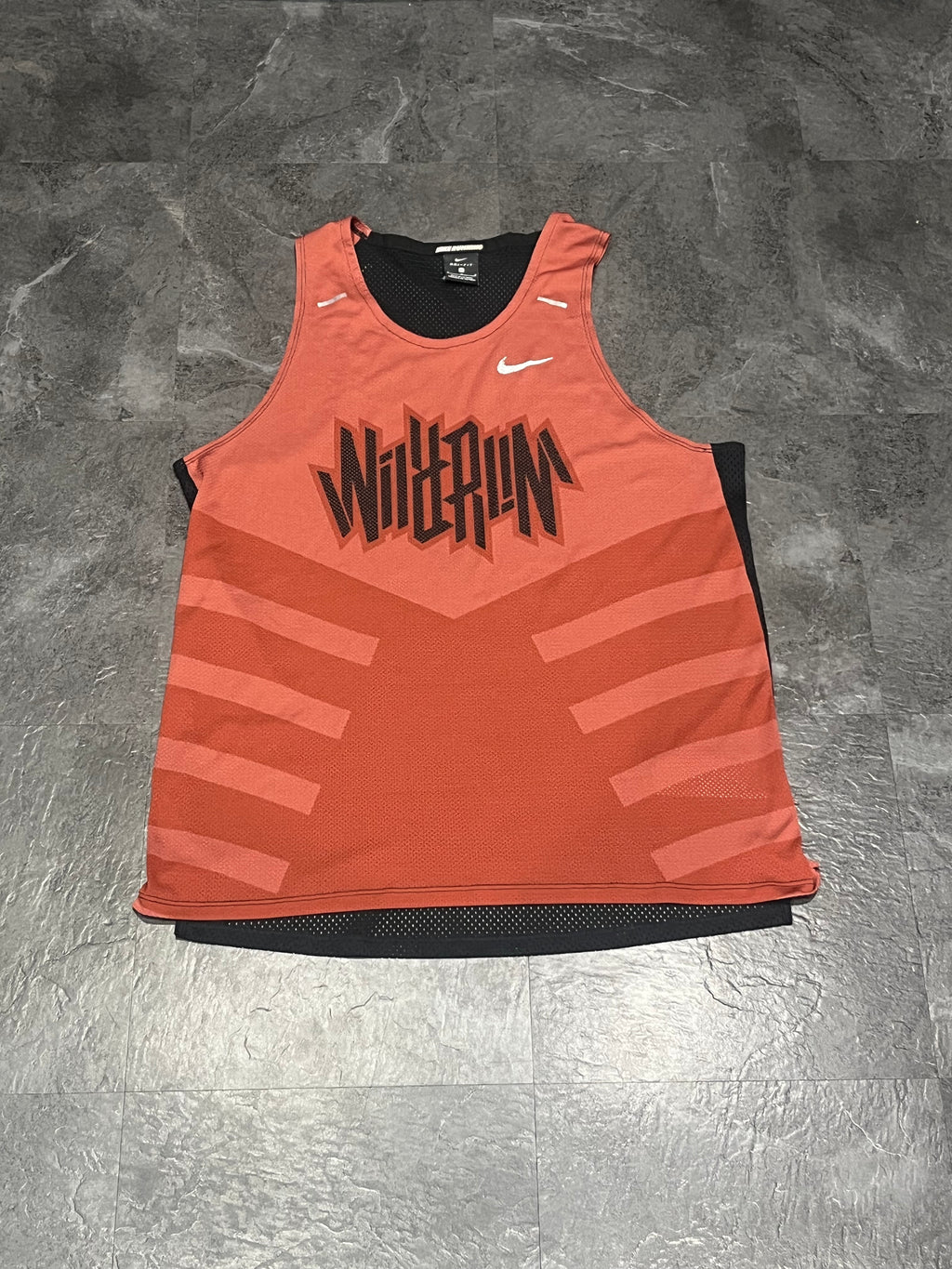 Clay Red & Black Nike Men’s Dri Fit Rise 365 Wild Run Singlet