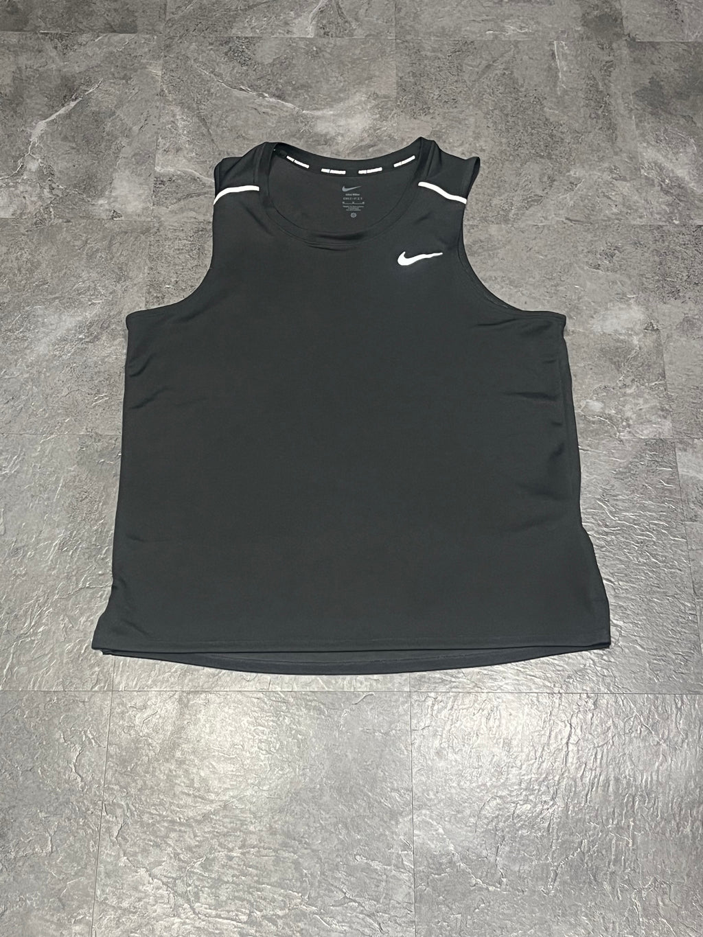 Black Nike Mens Dri Fit Miler Running Singlet
