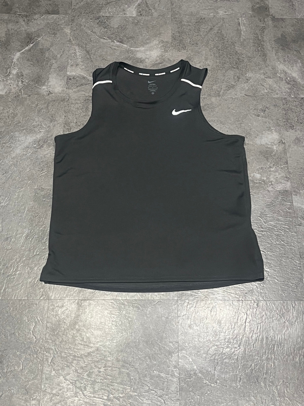 Black Nike Mens Dri Fit Miler Running Singlet
