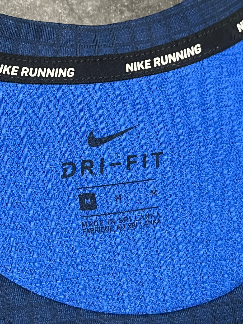 Grid Pattern Blue Nike Mens Dri Fit Miler Running Singlet / Vest