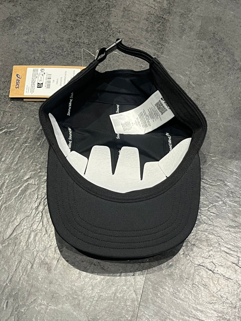 Performance Black Asics 5 Panel Running Cap - Unisex