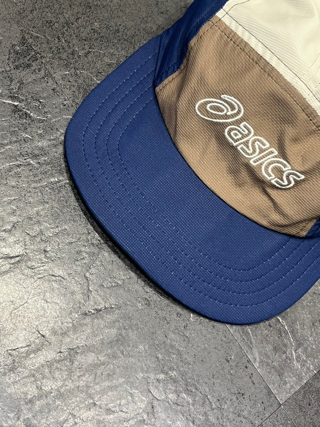 Blue/Brown/White Asics 5 Panel Running Cap - Unisex