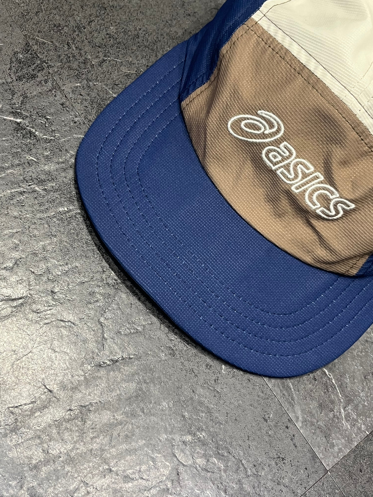 Blue/Brown/White Asics 5 Panel Running Cap - Unisex