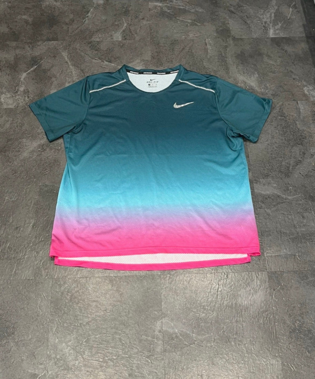 Blue & Pink Gradient Nike Men’s Dri Fit Miler Running T Shirt