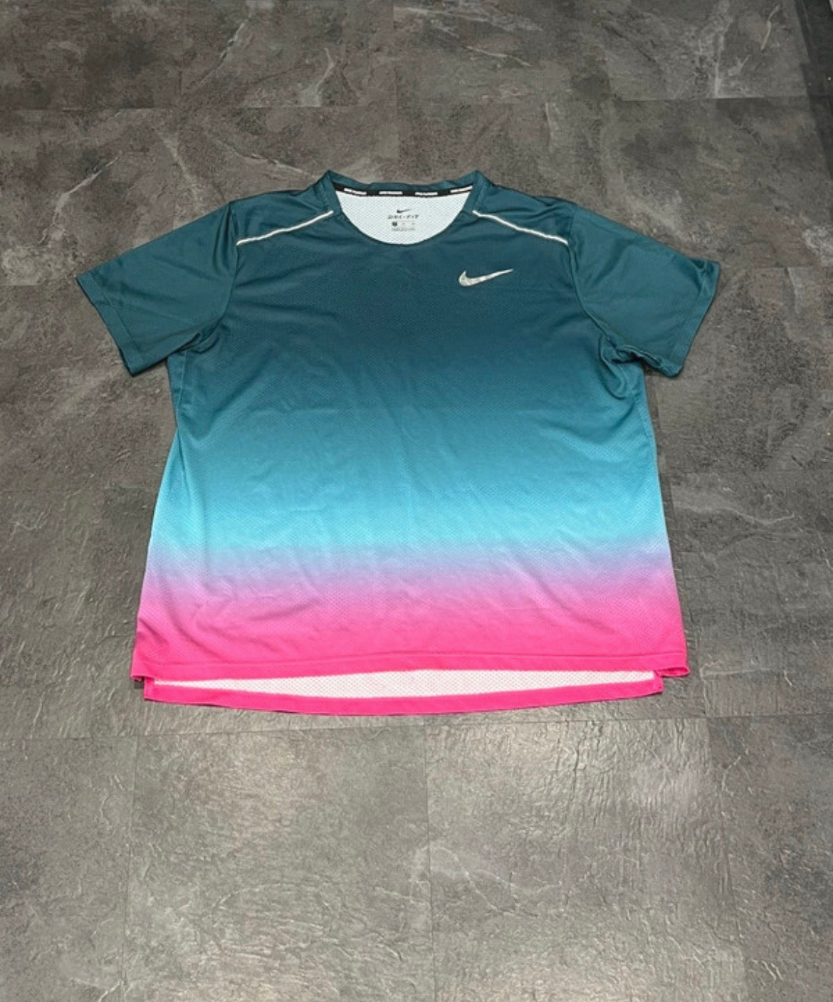 Blue & Pink Gradient Nike Men’s Dri Fit Miler Running T Shirt