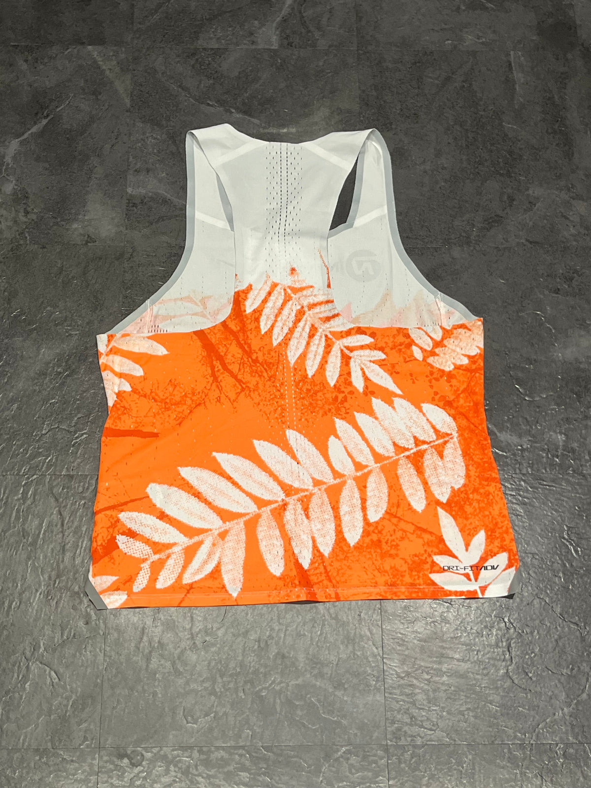 Orange & White Nike Men’s Dri Fit ADV Aeroswift Team NN Singlet