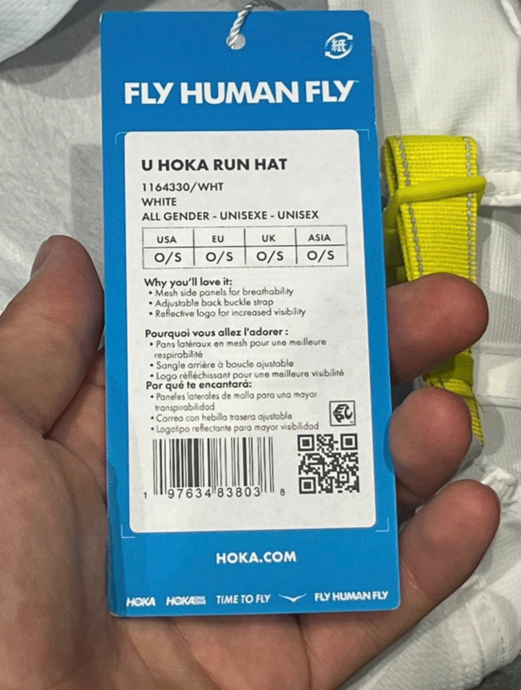White & Blue HOKA One One Unisex Lightweight Running Cap