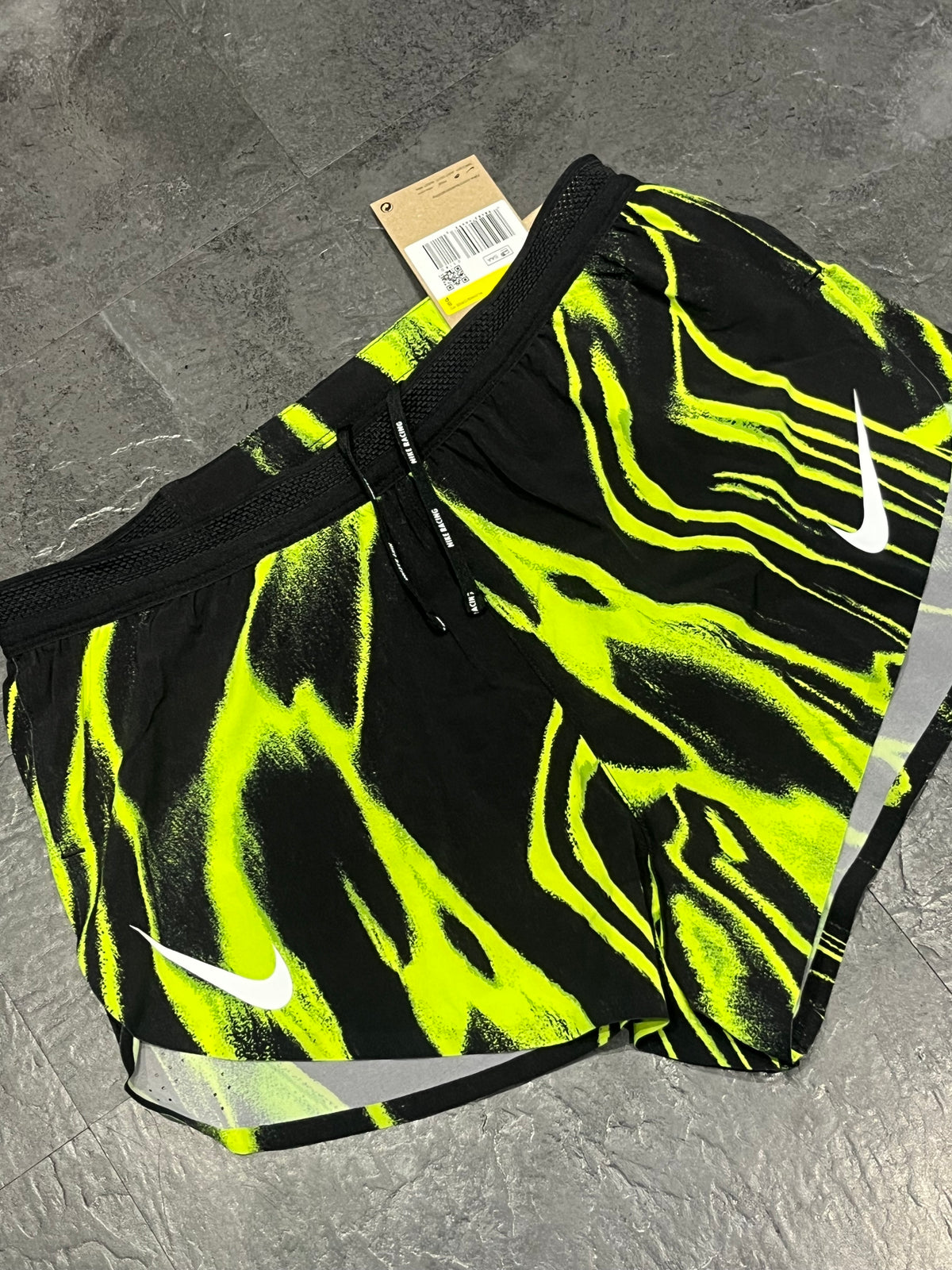 Black & Volt Green Nike Men’s Dri Fit ADV Aeroswift 2” Racing Split Shorts