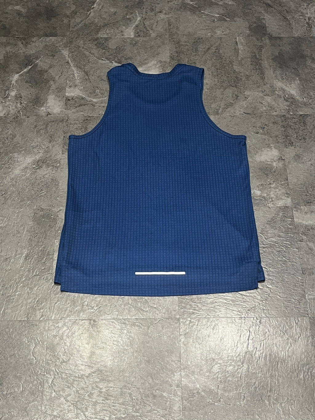 Grid Pattern Blue Nike Mens Dri Fit Miler Running Singlet / Vest