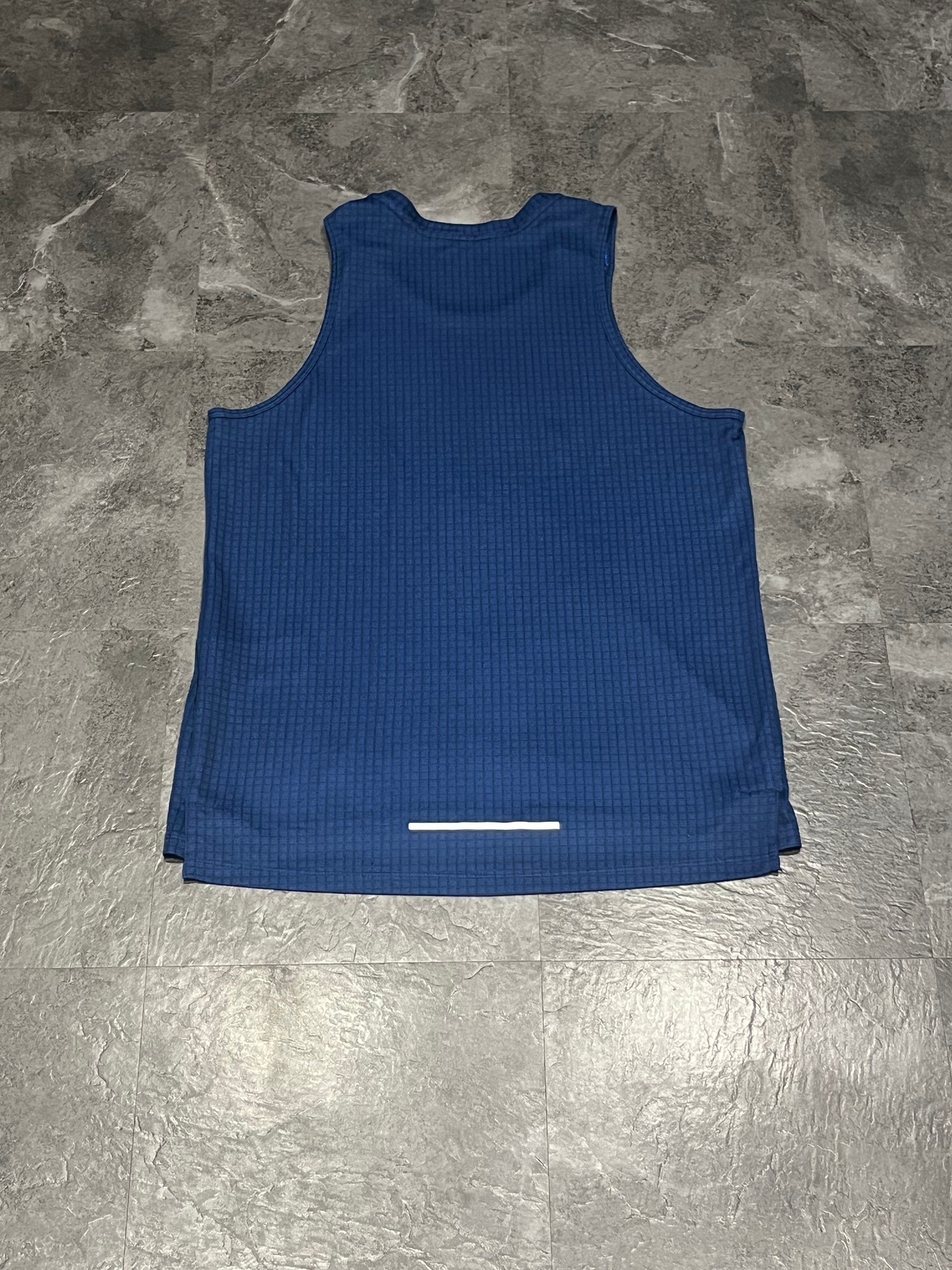 Grid Pattern Blue Nike Mens Dri Fit Miler Running Singlet / Vest