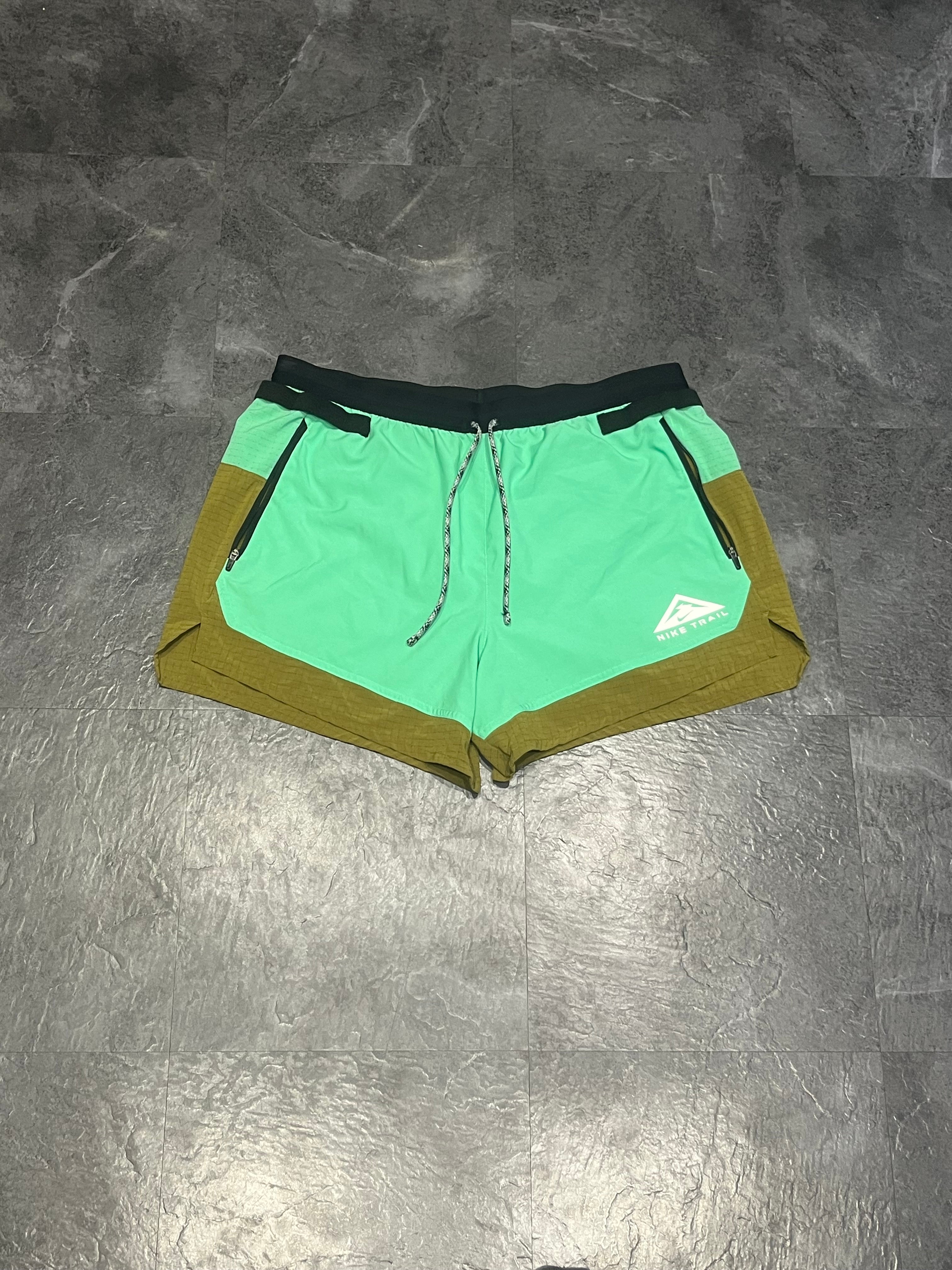 Mint Green & Olive Nike Men’s Dri Fi Trail 5” Brief Lined Running Shorts