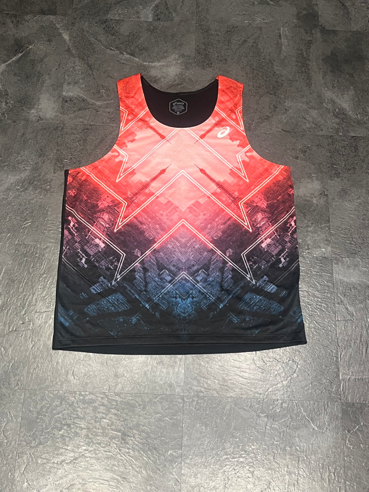 Cityscape Gradient Asics Men’s Paris Marathon Racing Singlet