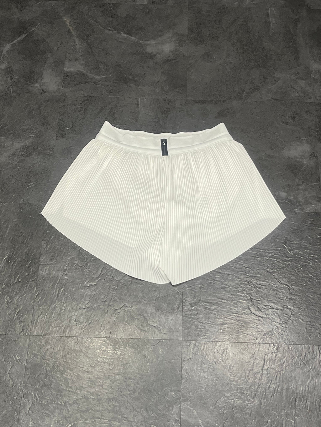 White Nike Women’s Dri Fit ADV Aeroswift 3” Racing Split Shorts